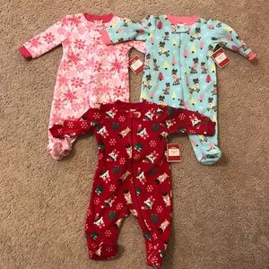 NWT Christmas 3-6 Months Pajamas/Sleepers